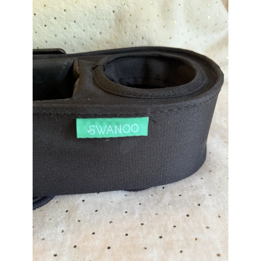 SWANOO Universal Stroller Tray with Sippy Cup Holder Snacks Child Toys Black
